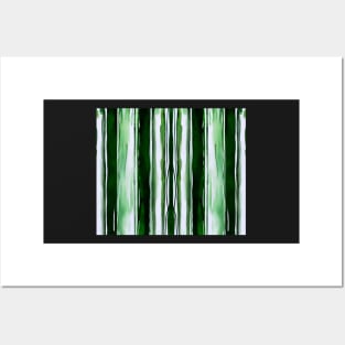 Green And White Vertical Striped - Dark Forest Green Aesthetic Lines Posters and Art